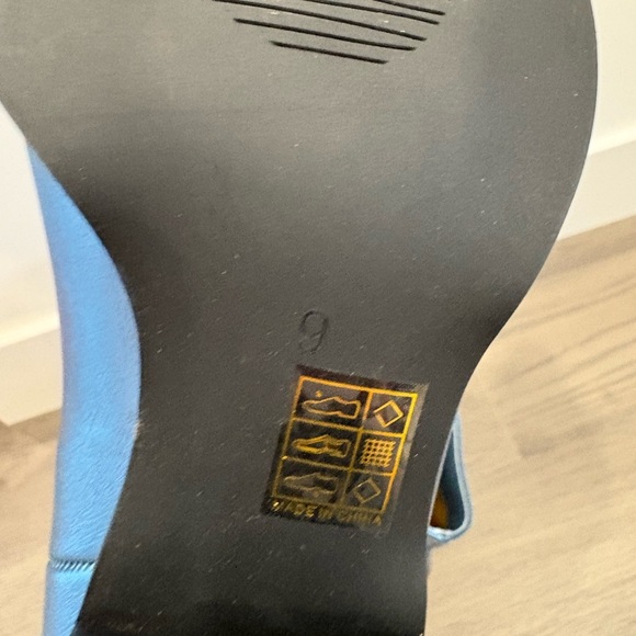 Blue Metallic Cowgirl Western Cowboy Chunky Heeled Boots Size 9 - Picture 11 of 12